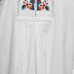 مملوكة مسبقًا Valentino White Cotton Butterfly Embroidered Tunic Dress M