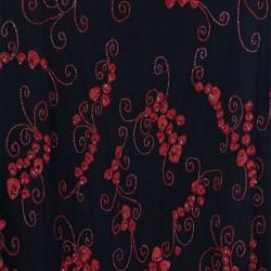 Pre Owned Valentino Black/Red Embellished Top And Skirt Set M