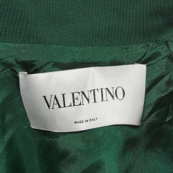 Pre Owned Valentino Green Embroidered Silk and Jersey Zipper Mini Dress M