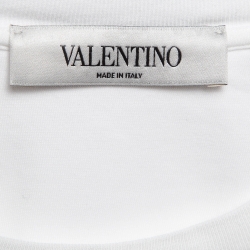 Pre Owned Valentino White VLTN Printed Cotton T-Shirt XS