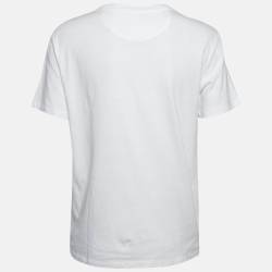 Pre Owned Valentino White VLTN Printed Cotton T-Shirt XS