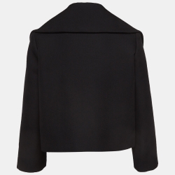 Pre Owned Valentino Black Gabardine Wool Crop Jacket M