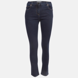 Pre Owned Valentino Dark Blue Denim Pocket Detailed Jeans M Waist 28