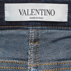 Pre Owned Valentino Dark Blue Denim Pocket Detailed Jeans M Waist 28