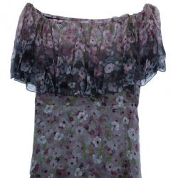 Pre Owned Valentino Off-Shoulder Floral Cocktail Dress L