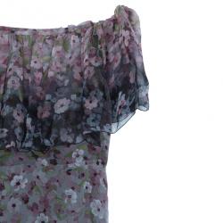 Pre Owned Valentino Off-Shoulder Floral Cocktail Dress L
