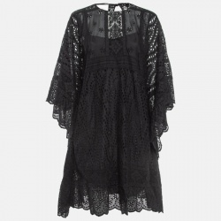 مملوكة مسبقًا Valentino Black Eyelet Embroidered Cotton Kaftan M
