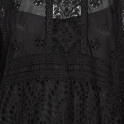 مملوكة مسبقًا Valentino Black Eyelet Embroidered Cotton Kaftan M
