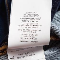 Pre Owned Valentino Blue V Embellished Denim Skinny Jeans S Waist 26"