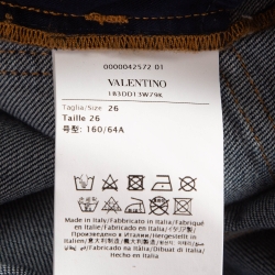 Pre Owned Valentino Blue V Embellished Denim Skinny Jeans S Waist 26"