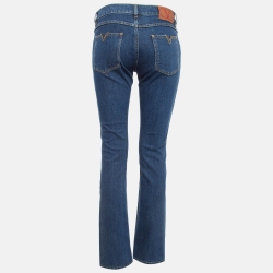 Pre Owned Valentino Blue V Embellished Denim Skinny Jeans S Waist 26"