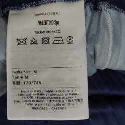Pre Owned Valentino Navy Blue Logo Print Jersey Plisse Midi Skirt M