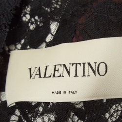 مملوكة مسبقًا Valentino Black Floral Applique Lace  Maxi Dress M