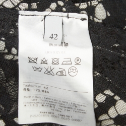 مملوكة مسبقًا Valentino Black Floral Applique Lace  Maxi Dress M