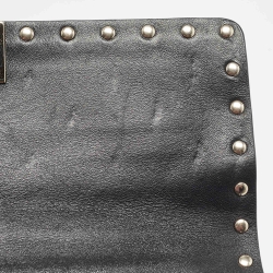Pre Owned Valentino Black Quilted Leather Medium Rockstud Spike Top Handle Bag