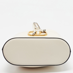 Pre Owned Valentino Off White Leather VLogo Bucket Bag