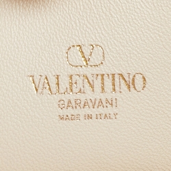 Pre Owned Valentino Off White Leather VLogo Bucket Bag