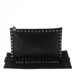 Valentino Navy Blue Leather Rockstud Pouch