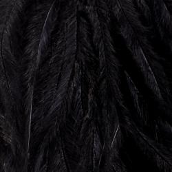 Pre Owned Valentino Black Satin Ostrich Feather Embellished Clutch