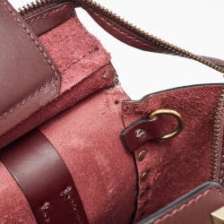 Pre Owned Valentino Burgundy Leather Medium Rockstud Trapeze Tote