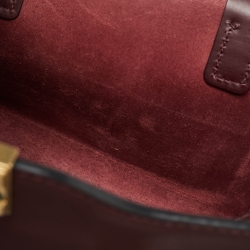 Pre Owned Valentino Burgundy Leather Medium Rockstud Trapeze Tote