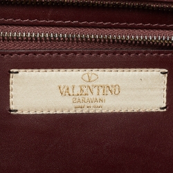 Pre Owned Valentino Burgundy Leather Medium Rockstud Trapeze Tote