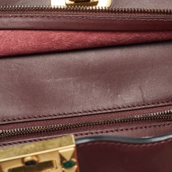 Pre Owned Valentino Burgundy Leather Medium Rockstud Trapeze Tote