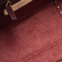 Pre Owned Valentino Burgundy Leather Medium Rockstud Trapeze Tote