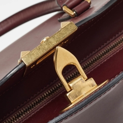 Pre Owned Valentino Burgundy Leather Medium Rockstud Trapeze Tote