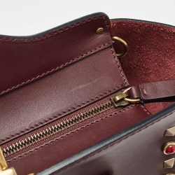Pre Owned Valentino Burgundy Leather Medium Rockstud Trapeze Tote