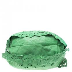 Pre Owned Valentino Light Green Laser Cut Leather Laceland Hobo