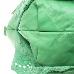 Pre Owned Valentino Light Green Laser Cut Leather Laceland Hobo