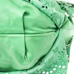 Pre Owned Valentino Light Green Laser Cut Leather Laceland Hobo