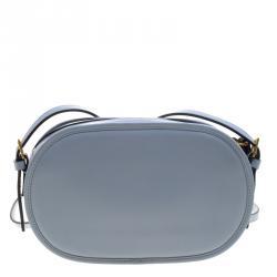 Pre Owned Valentino Powdered Blue Leather Logo Go Crossbody Bag