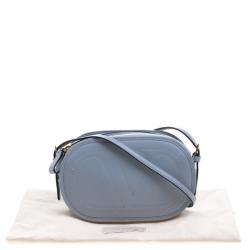 Pre Owned Valentino Powdered Blue Leather Logo Go Crossbody Bag