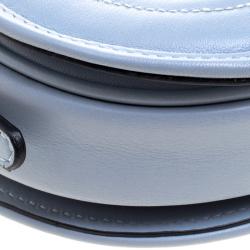 Pre Owned Valentino Powdered Blue Leather Logo Go Crossbody Bag