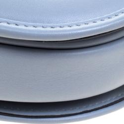 Pre Owned Valentino Powdered Blue Leather Logo Go Crossbody Bag