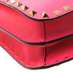 Pre Owned Valentino Pink Leather Rockstud Crossbody Bag