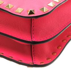 Pre Owned Valentino Pink Leather Rockstud Crossbody Bag