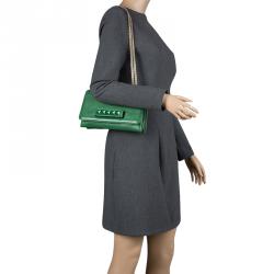 Pre Owned Valentino Green Leather Rockstud Va Va Voom Shoulder Bag