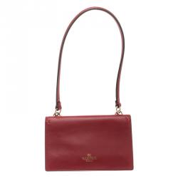 Pre Owned Valentino Red Leather Mini Va Va Voom Flap Front Shoulder Bag
