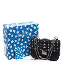 Pre Owned Valentino Black Leather Small Star Rockstud Lock Shoulder Bag