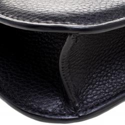 Pre Owned Valentino Black Leather Small Star Rockstud Lock Shoulder Bag