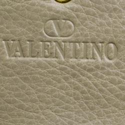 Valentino Beige Croc Embossed Leather Clutch