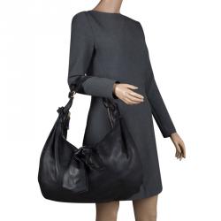 Valentino Black Nappa Leather Folie Bow Hobo