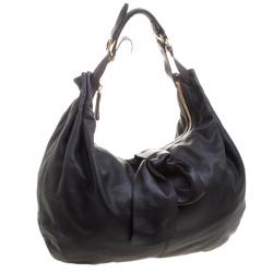 Valentino Black Nappa Leather Folie Bow Hobo