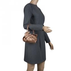 Pre Owned Valentino Metallic Brown Satin Bow Evening Bag