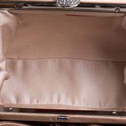 Pre Owned Valentino Metallic Brown Satin Bow Evening Bag