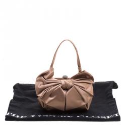 Pre Owned Valentino Metallic Brown Satin Bow Evening Bag