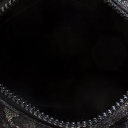 Pre Owned Valentino Black Lace and Leather Small Boston Bag